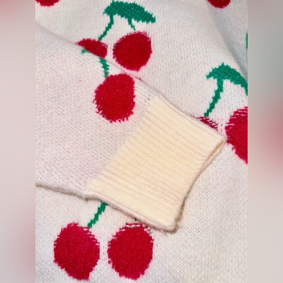 NWT &Merci “Sweet As Can Be” Ivory Cherry Print Sweater in size small - Picture 13 of 16